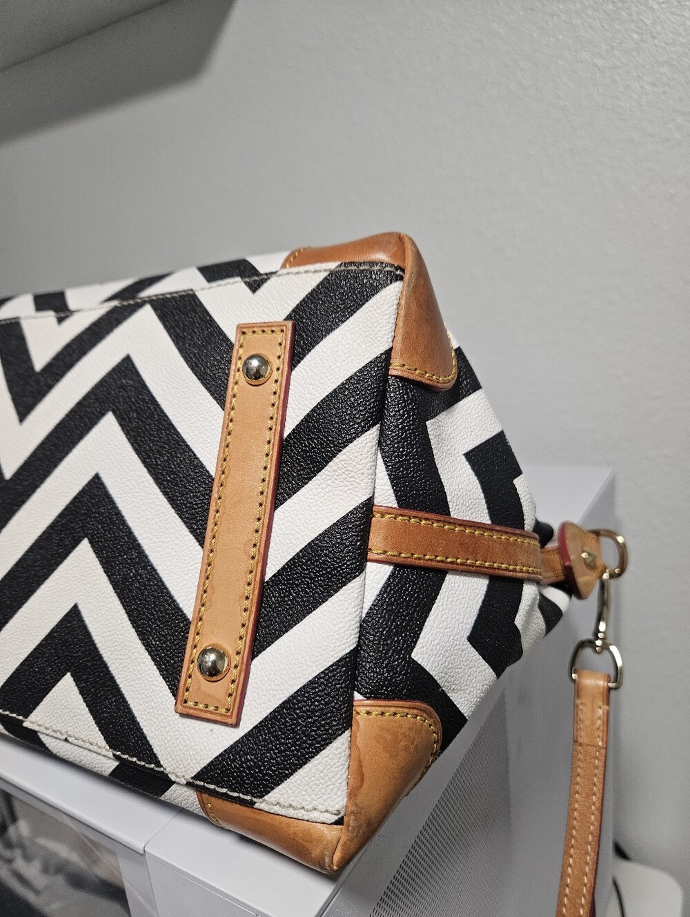 Dooney & Bourke Women's Chevron Geena Satchel Bag - Picture 8 of 14